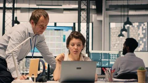 Corporate teamwork, professionals analyzing charts, KPI metrics Stock Photos