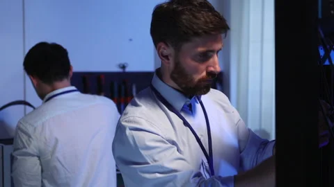Corporate teamwork of two multi-ethnic engineer and technician fixing 3D Stock-Footage 153745012
