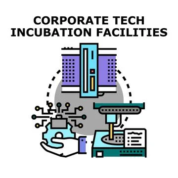 Corporate tech innovation incubation facilities concept Stock Illustration