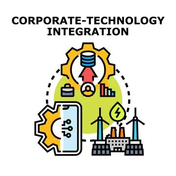 Corporate technology integration concept creating sustainable business value Stock Illustration