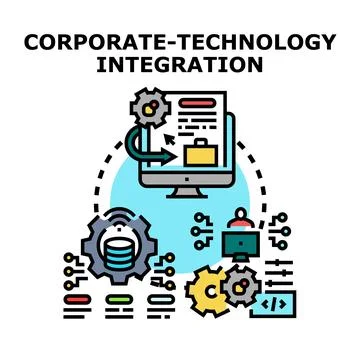 Corporate technology integration developing digital business processes Illustrazione stock