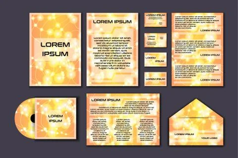 Corporate template set with glowing abstract layout. Vector company style for Stock-Illustration