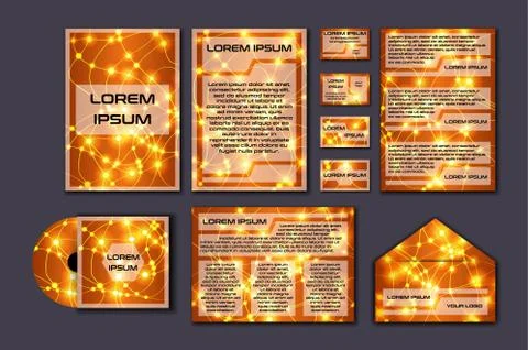 Corporate template set with glowing abstract layout. Vector company style for Illustrazione stock
