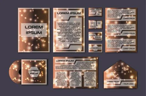 Corporate template set with glowing abstract layout. Vector company style for Stock Illustration