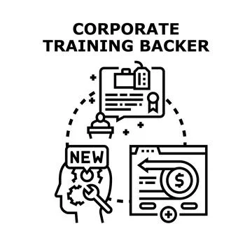 Corporate training backer supporting employee skill development Stock Illustration