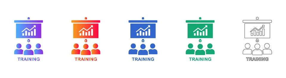 Corporate Training Presentation Icon Set Stock Illustration