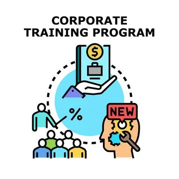 Corporate training program developing employee skills and knowledge 库存插图