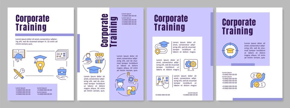 Corporate training program purple brochure template Stock Illustration