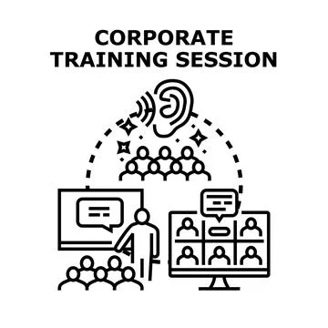 Corporate training session conducting business education and skill developmen Illustrazione stock