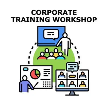 Corporate training workshop and video remote learning Stock Illustration