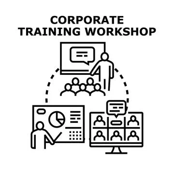 Corporate training workshop and video remote learning Stock Illustration