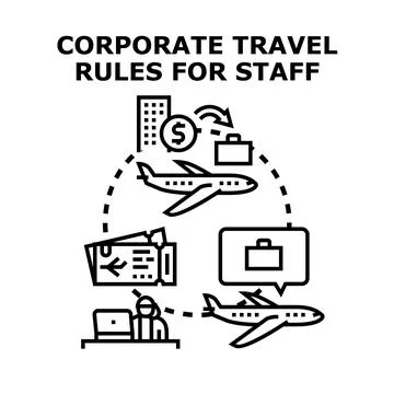 Corporate travel rules for staff process managing expenses Illustrazione stock