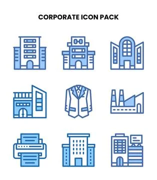 Corporate Two Colour Graphics Icons Pack Stock Illustration