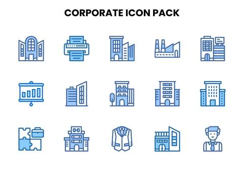 Corporate Two Colour Icons Pack Stock Illustration