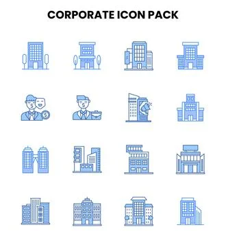 Corporate Two Colour Set Icons Pack Stock Illustration