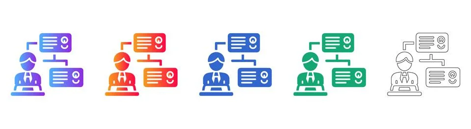 Corporate User Identity and Data Access Icon Set Stock Illustration