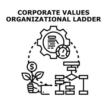 Corporate values guiding organizational development and business growth Stock Illustration