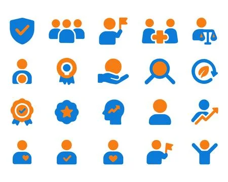Corporate Values Icons Set: Trust, Teamwork, Growth, Partnership, Equality,.. Stock Illustration