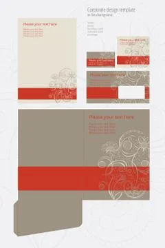 Corporate vector design template on floral background Stock Illustration