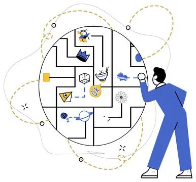 Corporate vision vector illustration. Progress in professional occupation is  Illustrazione stock