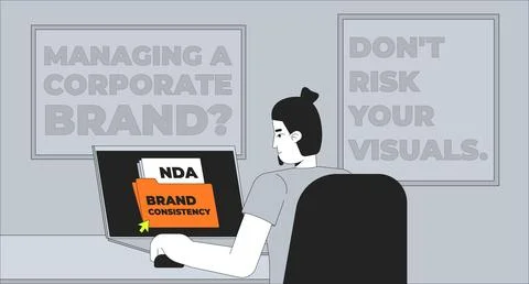 Corporate visual identity management 2D illustration concept Stock Illustration