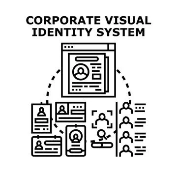 Corporate visual identity system managing business brand Stock Illustration
