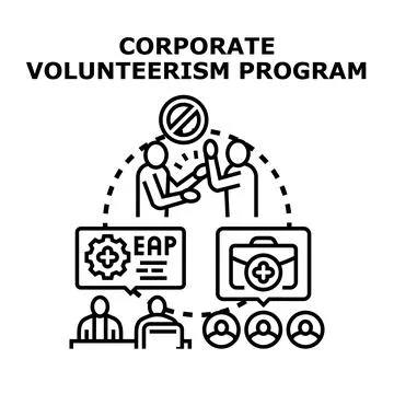 Corporate volunteerism program developing community support initiatives Illustrazione stock