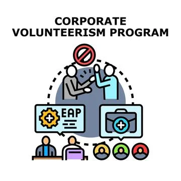 Corporate volunteerism program developing community support initiatives Stock Illustration
