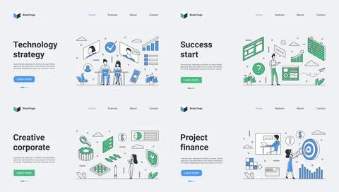 This corporate web template blends technology and finance themes, making it Illustrazione stock
