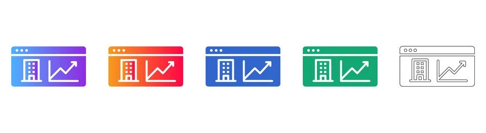 Corporate Website Analytics and Growth Icons Illustrazione stock