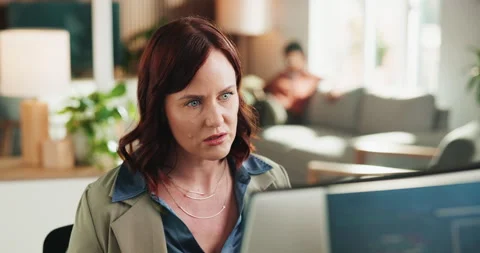 Corporate, woman and computer for programming in office with research, software Stock Footage 330059387