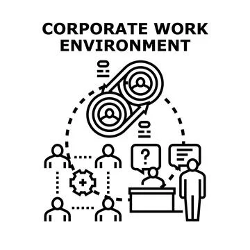 Corporate work environment and business process chart Ilustração Stock