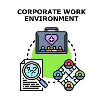 Corporate work environment managing employee health benefits and teamwork Ilustración de archivo