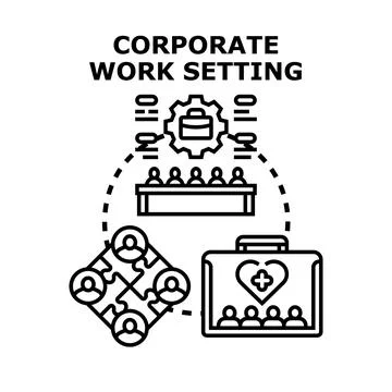 Corporate work setting developing business strategy and teamwork Stock-Illustration