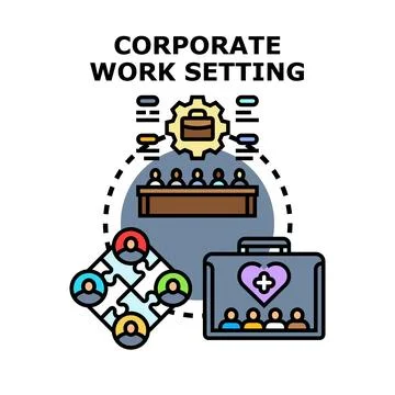 Corporate work setting developing business strategy and teamwork 库存插图