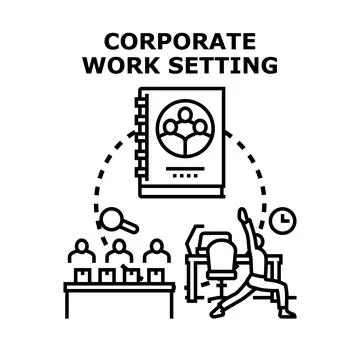 Corporate work setting exploring collaboration and employee wellness 库存插图