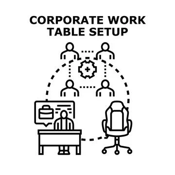 Corporate work setup organizing teamwork and collaboration Stock Illustration