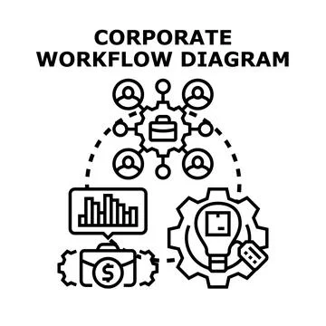 Corporate workflow diagram optimizing business process management Stock Illustration