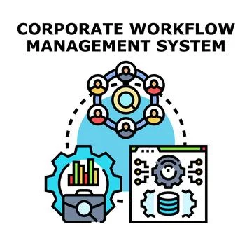 Corporate workflow management system managing business processes Illustrazione stock