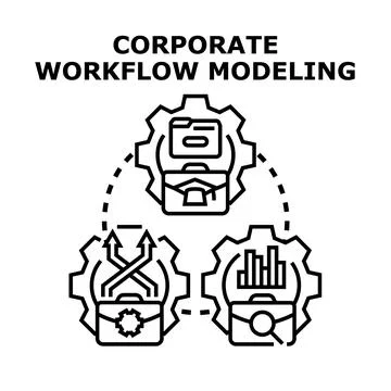 Corporate workflow modeling business process optimization activity 库存插图