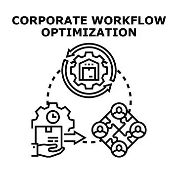 Corporate workflow optimization process developing business efficiency Stock Illustration