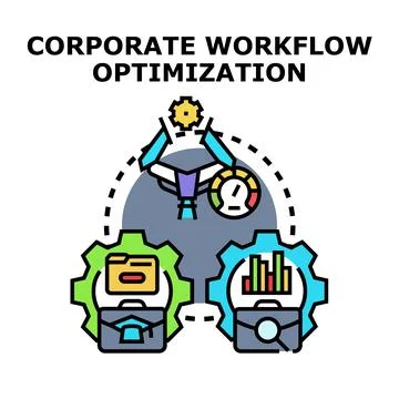 Corporate workflow optimization process managing business efficiency Stock Illustration