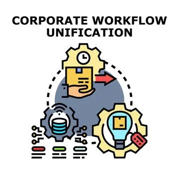 Corporate workflow unification process concept illustration Illustrazione stock