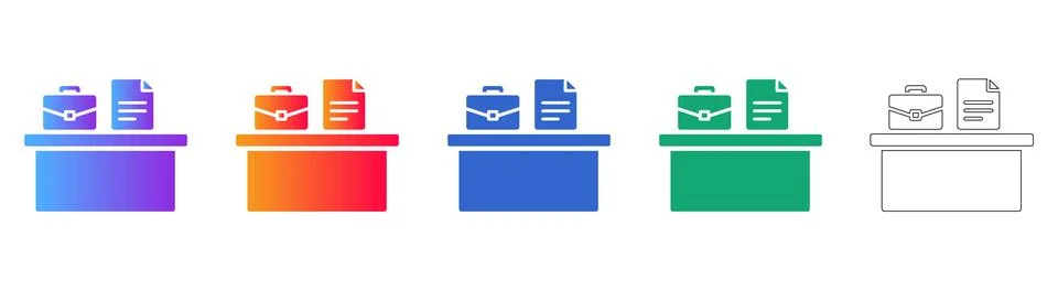 Corporate Workstation with Documents and Briefcase Graphic Stock Illustration