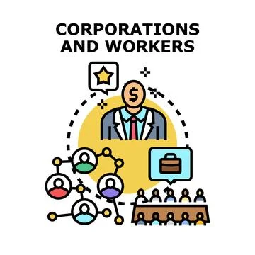 Corporations and workers vector concept representing business structure Stock Illustration