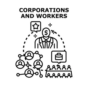Corporations and workers vector concept representing business structure Stock Illustration