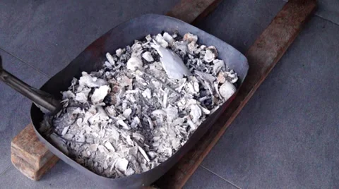 Corpse ashes fresh from cremation kiln Stock Footage