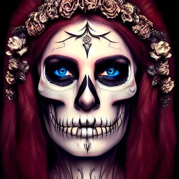 Corpse bride with sugar skull face decorated for halloween. Illustrazione stock