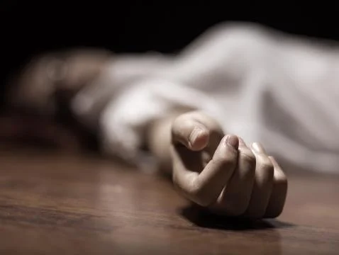 Corpse. The dead woman's body. Focus on hand Stock Photos
