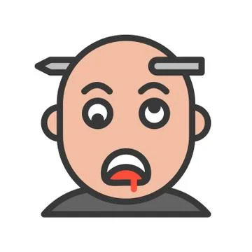Corpse with stabbed by nail on his head, halloween icon editable stroke 스톡 일러스트